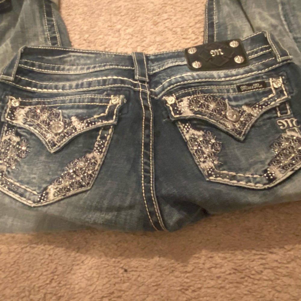 Miss Me Blue Jeans with Silver Embellishments